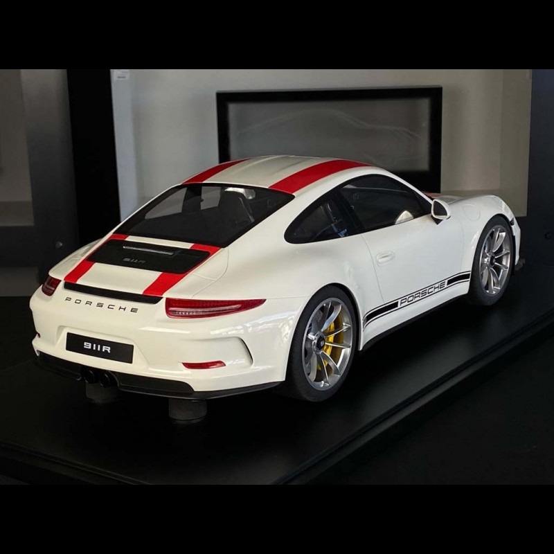 Porsche 911 R Type 991 2016 Pure White with red stripes 1/8 Minichamps ...