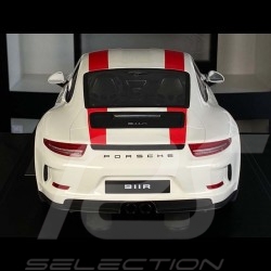 Porsche 911 R Type 991 2016 Pure White with red stripes 1/8 Minichamps 800652000