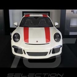 Porsche 911 R Type 991 2016 Pure White with red stripes 1/8 Minichamps 800652000