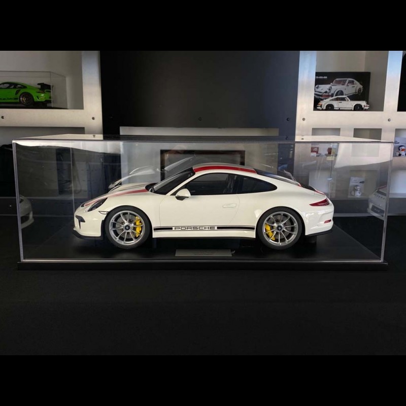 Porsche 911 R Type 991 2016 Reines Weiß mit rote Streifen 1/8