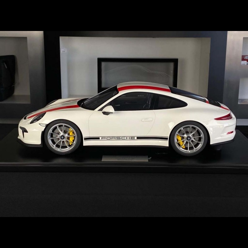 Porsche 911 R Type 991 2016 Pure White with red stripes 1/8 Minichamps ...