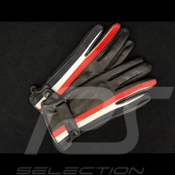 Gulf Racing Driving Gloves Black leather 2-color Stripes