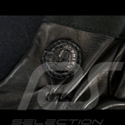 Gants de conduite Gulf Racing cuir noir Bande bicolore Driving Gloves Fahren Handschuhe