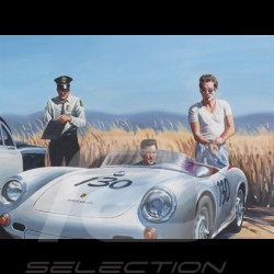 Affiche Poster Porsche 550 James Dean Cary Grant dessin drawing original de Benjamin Freudenthal