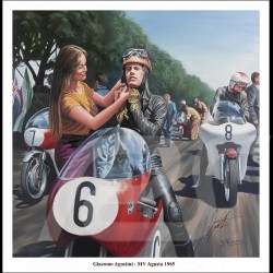 Affiche poster Giacomo Agostini Tourist Trophy 1965 dessin drawing original de Benjamin Freudenthal