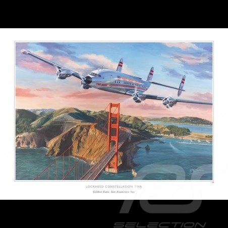 Poster Lockheed Constellation San Francisco original drawing by Benjamin Freudenthal
