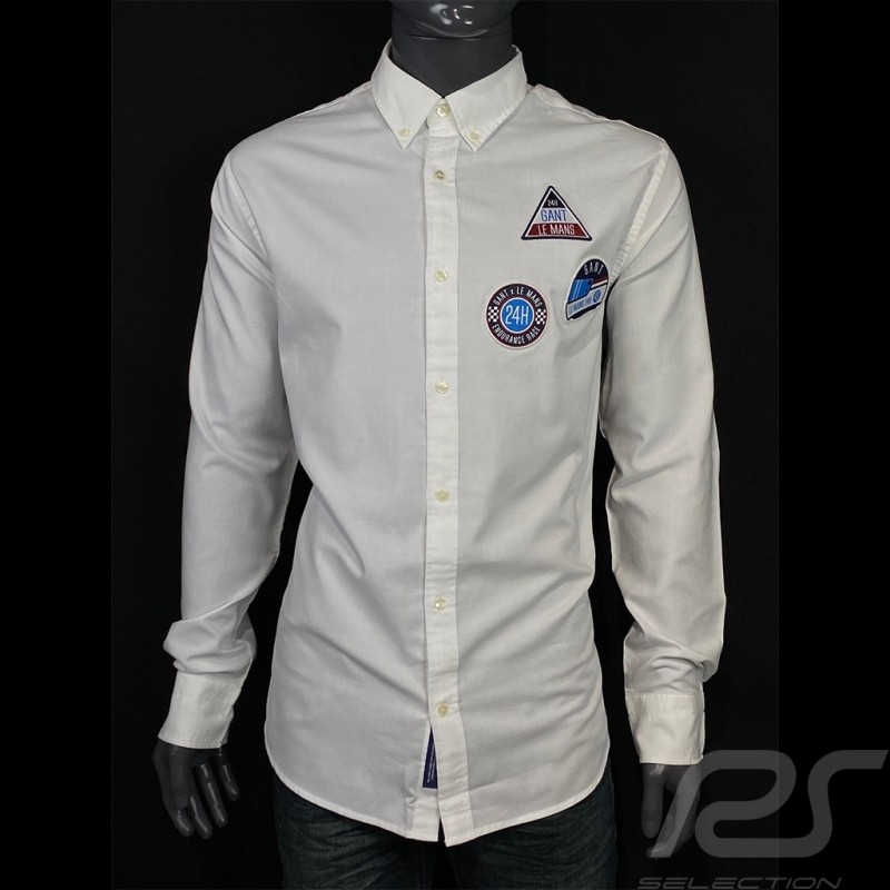 Chemise shirt hemd Gant Le Mans Classic 2020 Blanc white weiß 3026230-110 - homme
