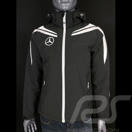 Mercedes Softshell Jacke Schwarz / Weiß Hoodie Mercedes-Benz SG7640M - Herren