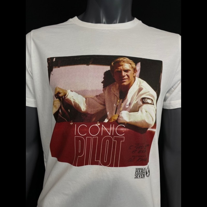 Steve McQueen T-shirt Iconic Pilot White Hero Seven men