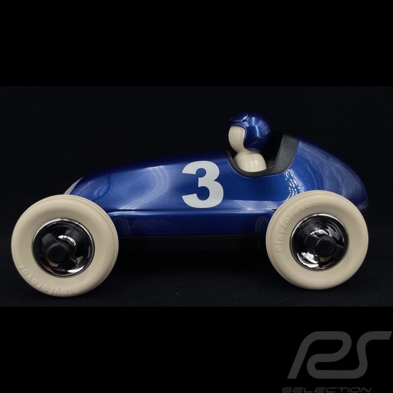 Miniature racing car Vintage de course n°3 Bruno Bleu blue blau Métallisé Playforever PLBRU104