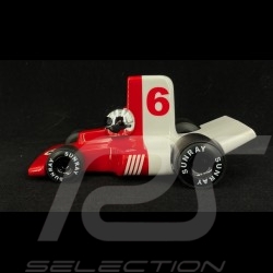 Miniature Vintage racing car de course n° 6 Velocita F1 Rouge / Blanc red white rot weiß Playforever PLVERVVE301