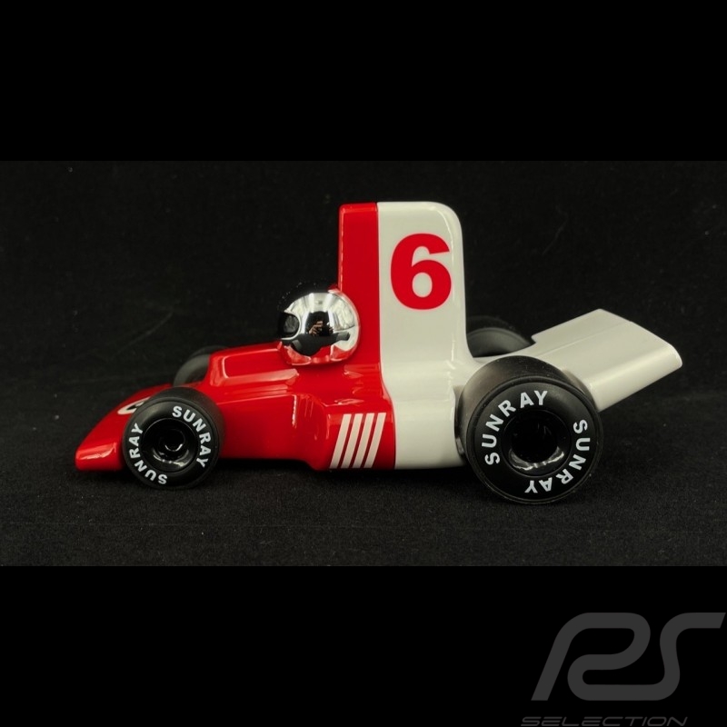Miniature Vintage racing car de course n° 6 Velocita F1 Rouge / Blanc red white rot weiß Playforever PLVERVVE301