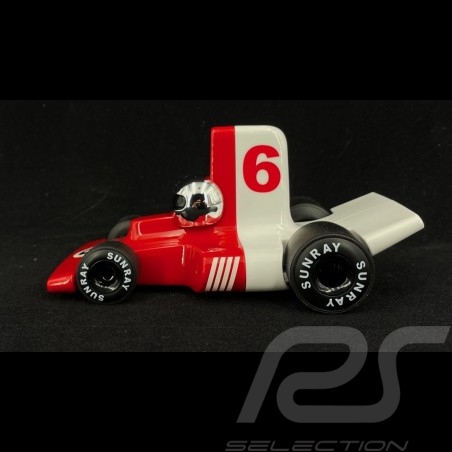 Miniature Vintage racing car de course n° 6 Velocita F1 Rouge / Blanc red white rot weiß Playforever PLVERVVE301