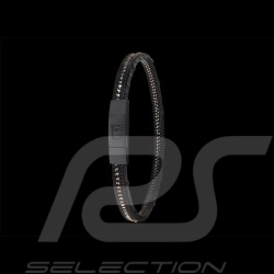 Bracelet MONGRIP Kyalami Argent silver silber Noir black schwarz Mat rhodié Cordon en pneu GT