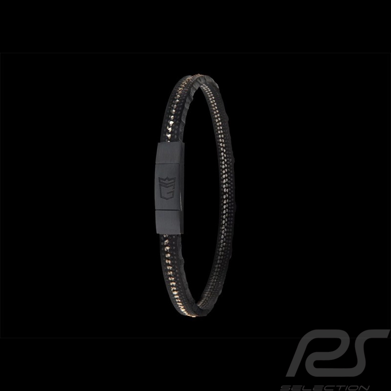 Bracelet MONGRIP Kyalami Argent silver silber Noir black schwarz Mat rhodié Cordon en pneu GT