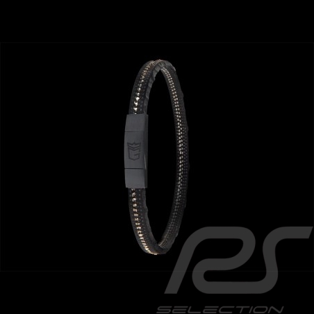 Bracelet MONGRIP Kyalami Argent silver silber Noir black schwarz Mat rhodié Cordon en pneu GT