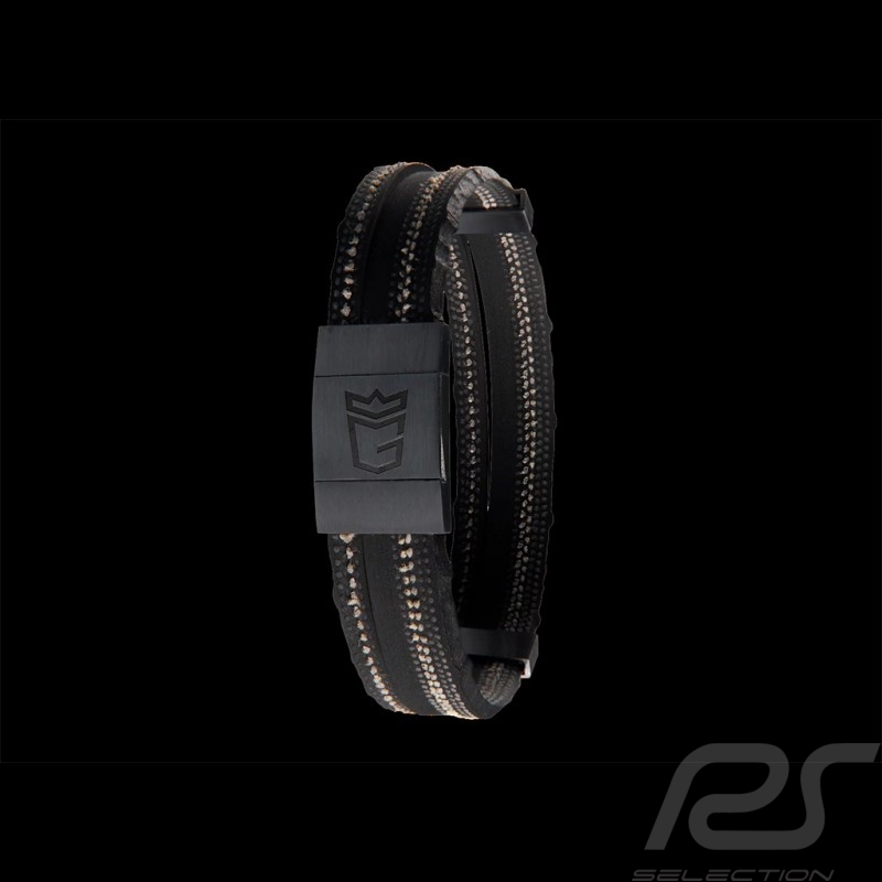 Bracelet MONGRIP Daytona Argent silver silber schwarz black Noir Mat rhodié Cordon en pneu GT Bracelet MONGRIP Daytona Argent silver silber schwarz black Noir Mat rhodié Cordon en pneu GT