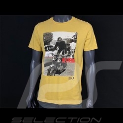 T-Shirt Steve McQueen Moto Stay Cool, be a Hero Gelb Hero Seven - Herren