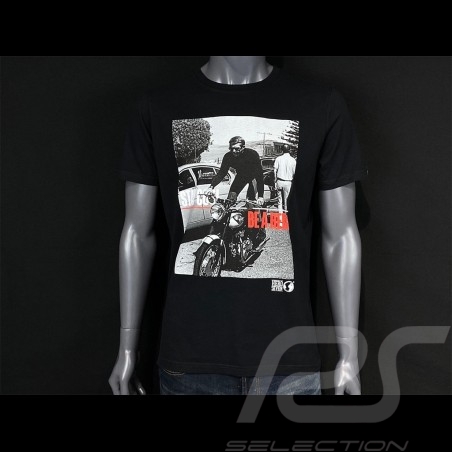 T-Shirt Steve McQueen Moto Stay Cool, be a Hero Schwarz Hero Seven - Herren
