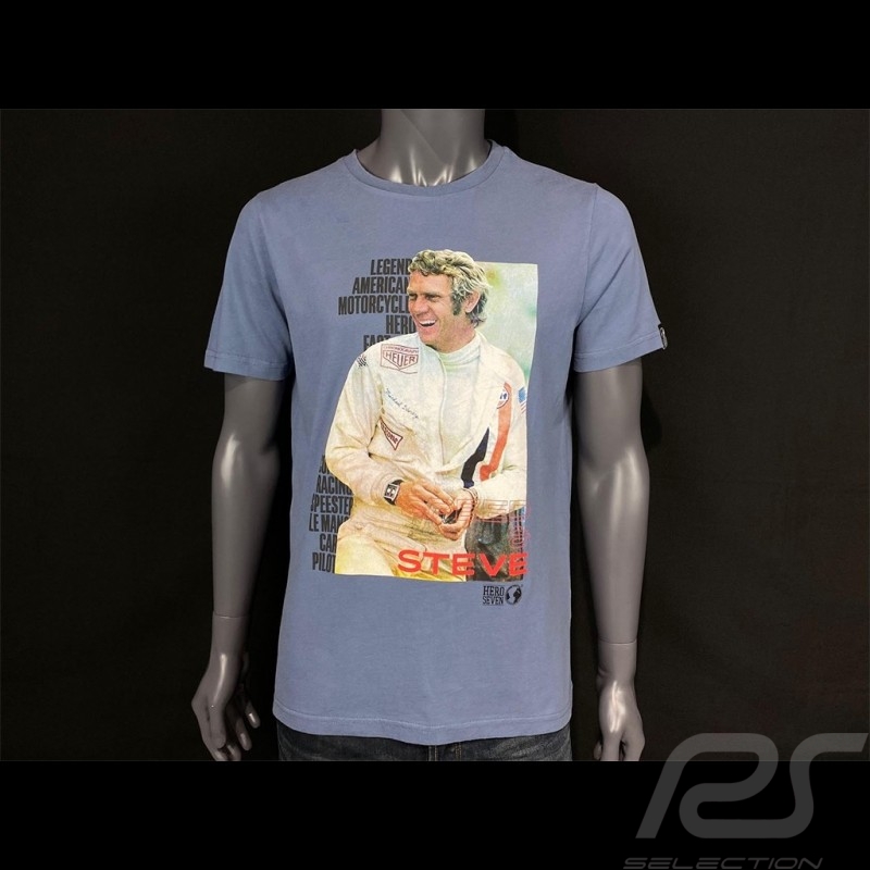Steve McQueen T-shirt STEVE blau Hero Seven - Herren