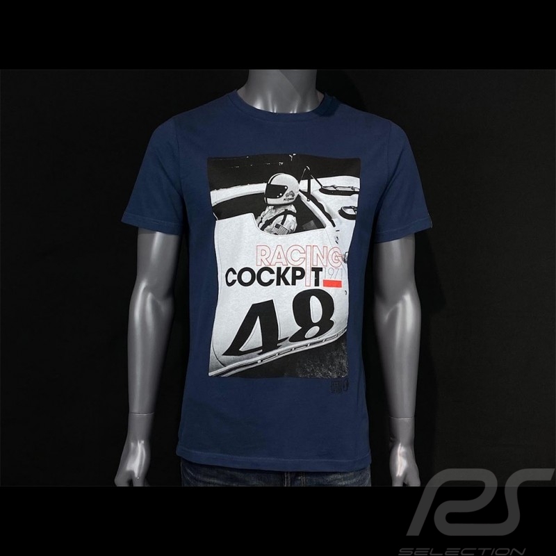Steve McQueen T-shirt Porsche 908 Cockpit Marineblau Hero Seven - Herren
