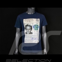 T-Shirt Steve McQueen Driving License Marineblau Hero Seven - Herren