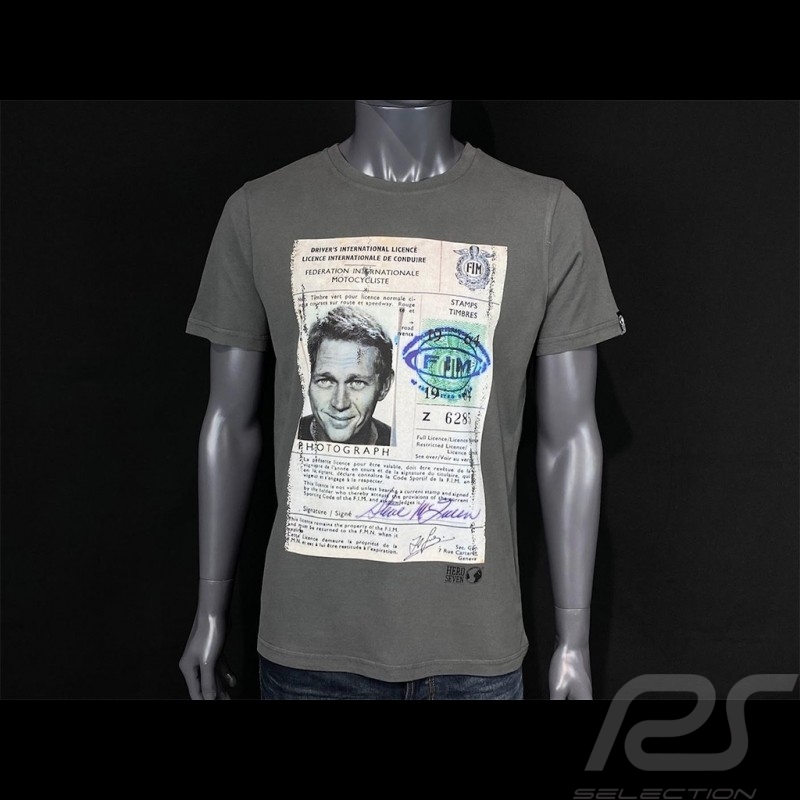 Steve McQueen T-shirt Driving License Grey Hero Seven - men