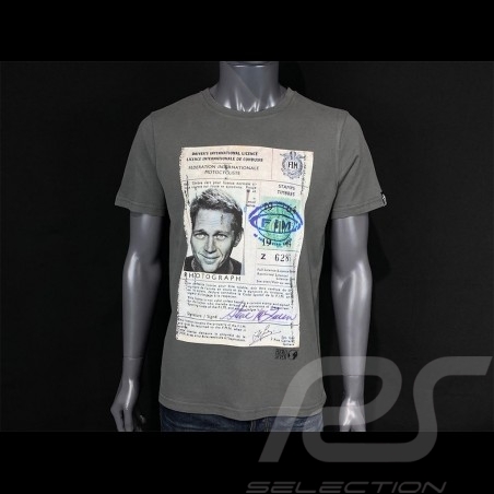 T-shirt Steve McQueen Driving License Gris grey grau Hero Seven - homme