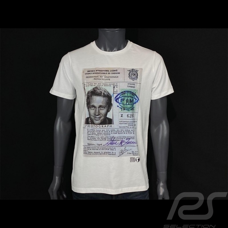 Steve McQueen T-shirt Driving License White Hero Seven - men