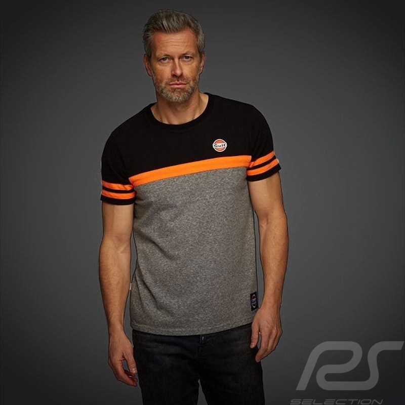 T-shirt Gulf Tricolore Premium Noir / Orange / Gris black / grey / schwarz / grau homme men herren