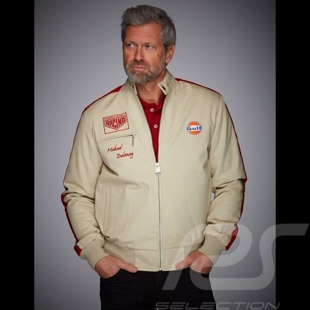 Veste Gulf Michael Delaney / Steve McQueen Le Mans Coton Beige Jacket Jacke homme men herren