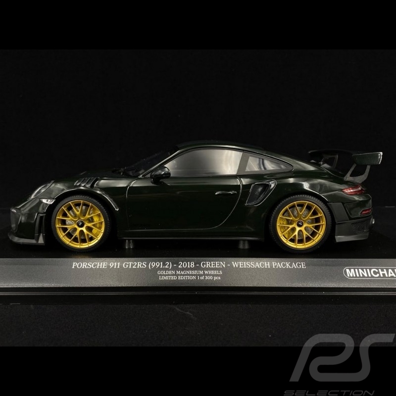 Porsche 911 GT2 RS type 991 2018 vert foncé Pack Weissach 1/18 Minichamps 155068306