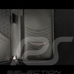 Porte-clés cuir blanc écusson métal gris 