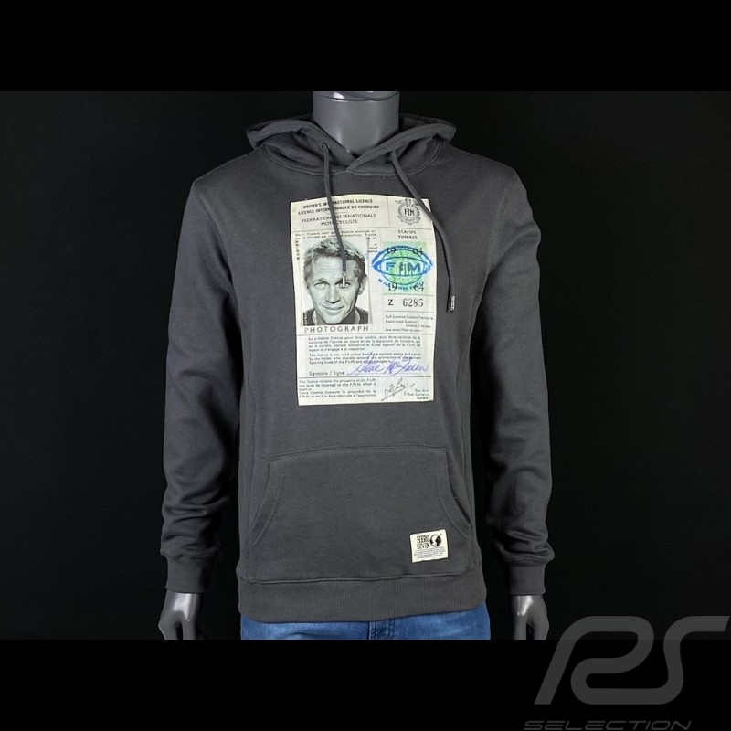 Sweatshirt Steve McQueen License Driving Asphaltgrau Hero Seven - Herren