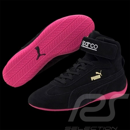 Metafoor Verslinden Geavanceerd Chaussure Puma de pilote Sparco Speedcat Cuir Noir / Rose - femme