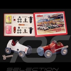Coffret Voitures de course Vintage à monter Rouge / Blanc Micro Racer Schuco 450162000 Racer Set Rennwagen Set