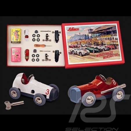 Vintage Rennwagen Bausatz Set Rot / Weiß Micro Racer Schuco 450162000