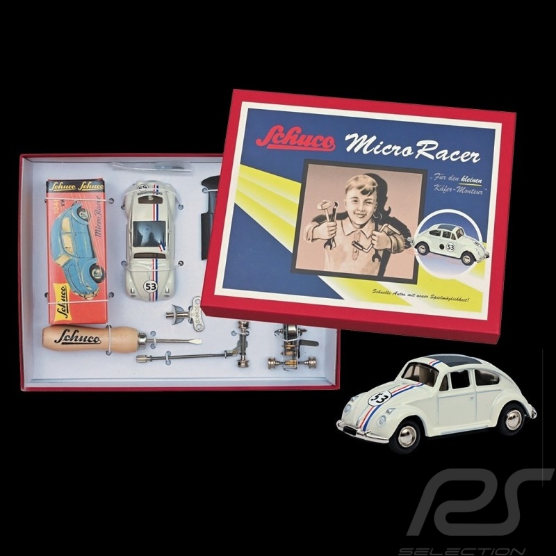 VW Käfer n° 53 Herbie Vintage Bausatz Set Weiß Micro Racer Schuco 450177800