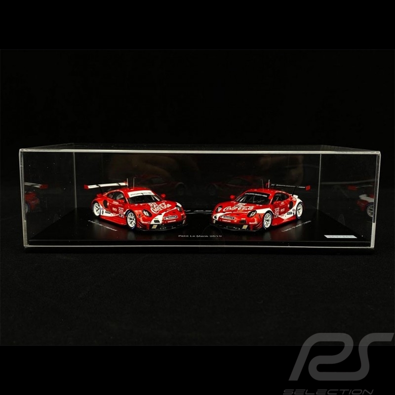 Coffret Set Porsche 911 RSR type 991 Coca-Cola Petit Le Mans 2019 n° 911 & n° 912 1/43 Spark WAP0209100NSET