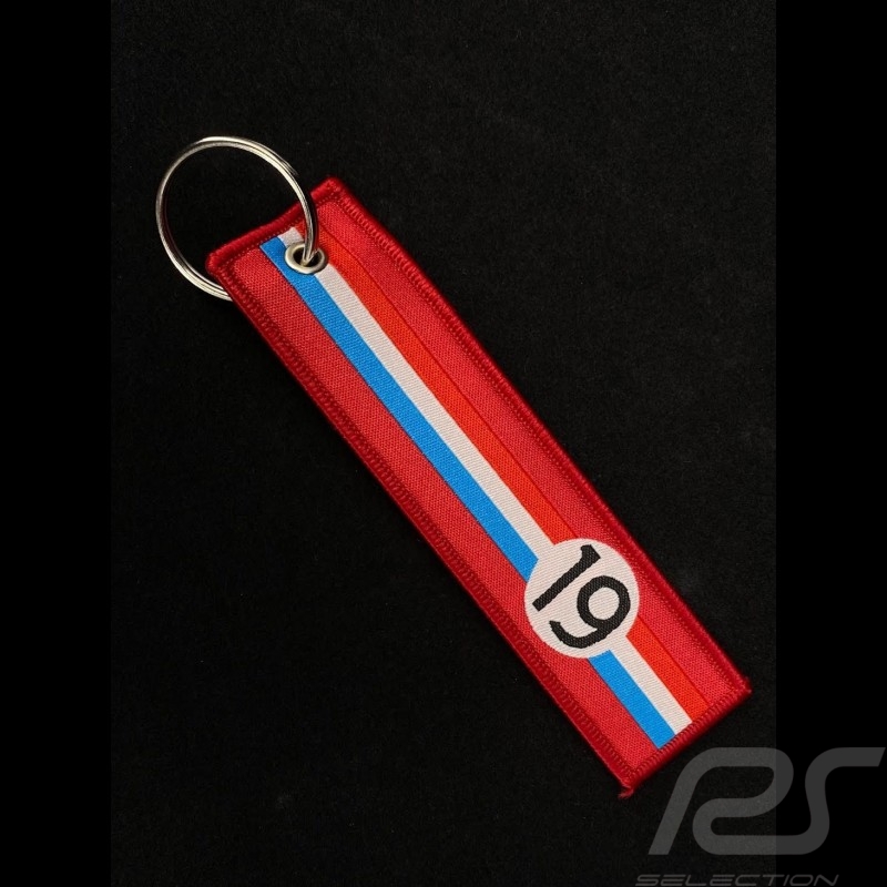 Porte-Clés Keyring  Schlüsselanhänger en tissu Selection RS n° 19 Racing 1962 Rouge Bandes Blanches Bleues