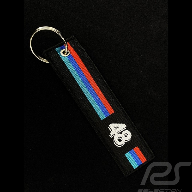 Porte-Clés Keychain Schlüsselanhänger en tissu Selection RS n° 48 Racing Noir Bandes Rouge Bleu Turquoise