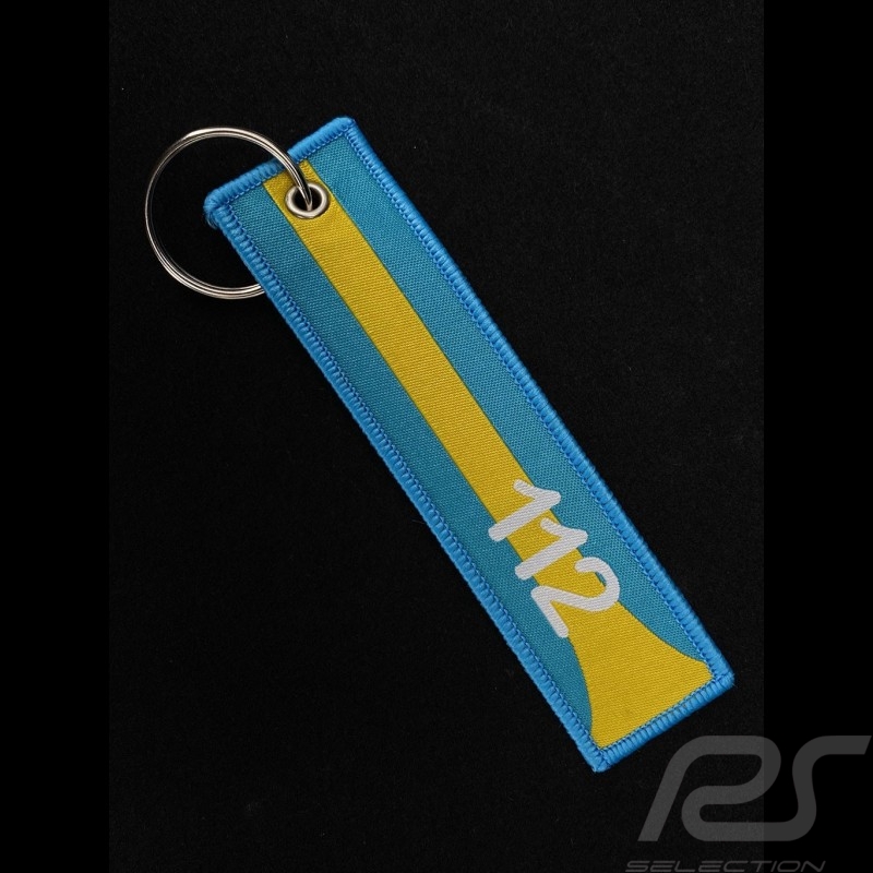 Porte-Clés keyring Schlüsselanhänger en tissu Selection RS n° 112 Racing Targa Florio 1964 Bleu / Bande Jaune