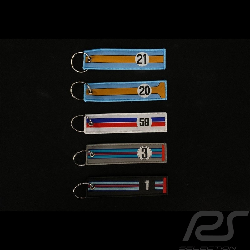 Lot de 5 Porte Clés en tissu Selection RS Voitures de course Années 70
