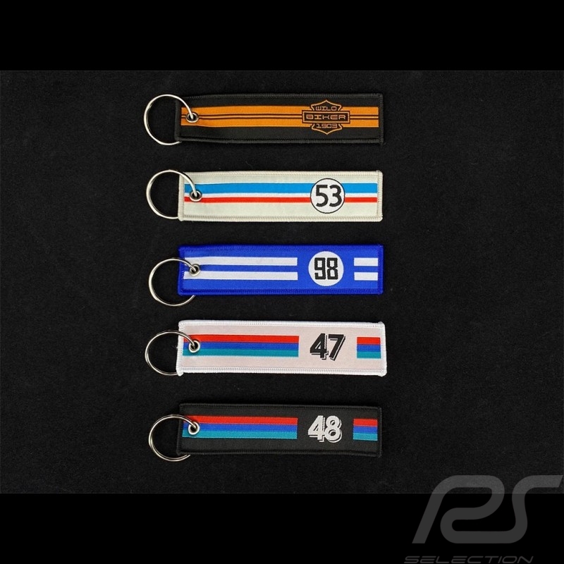 Lot de 5 Porte Clés en tissu Selection RS Voitures de course Années 70