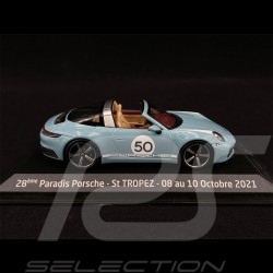 Porsche 911 / 992 Targa 4S n° 50 Meissen Blau Paradis Porsche Saint Tropez 2021 1/43 Minichamps WAP0209110NTRG
