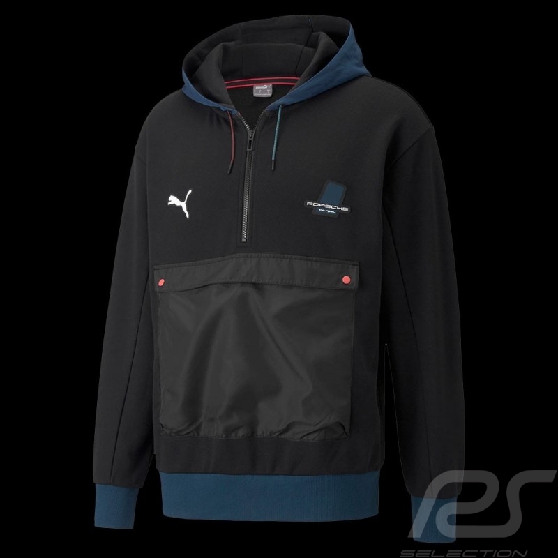 Veste Jacket Jacke Porsche Targa Puma Sweatshirt à capuche Hoodie Noir Black Schwarz / Bleu Blue Bla