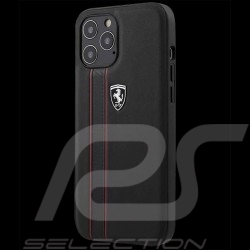Ferrari coque iPhone 12 Pro (6.1") Cuir Noir FEODIHCP12MDG