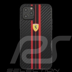Ferrari coque iPhone 12 Pro Max (6.7") Cuir Carbone Noir FESNECHCP12LRE