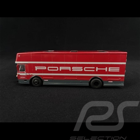 MERCEDES RACE CAR TRANSPORTER "PORSCHE" RED 1/64 DIECAST MODEL SCHUCO 452026100