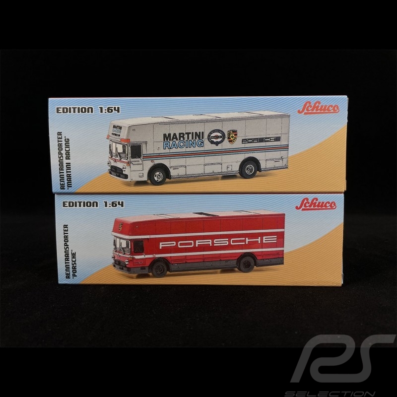 Duo Camion Transporteur Porsche Mercedes - Benz O317 1970 1/64 Schuco 452027400 452026100